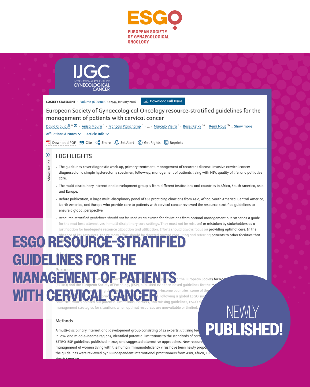 ESGO Resource-Stratified Guidelines for the management of patients with cervical cancer