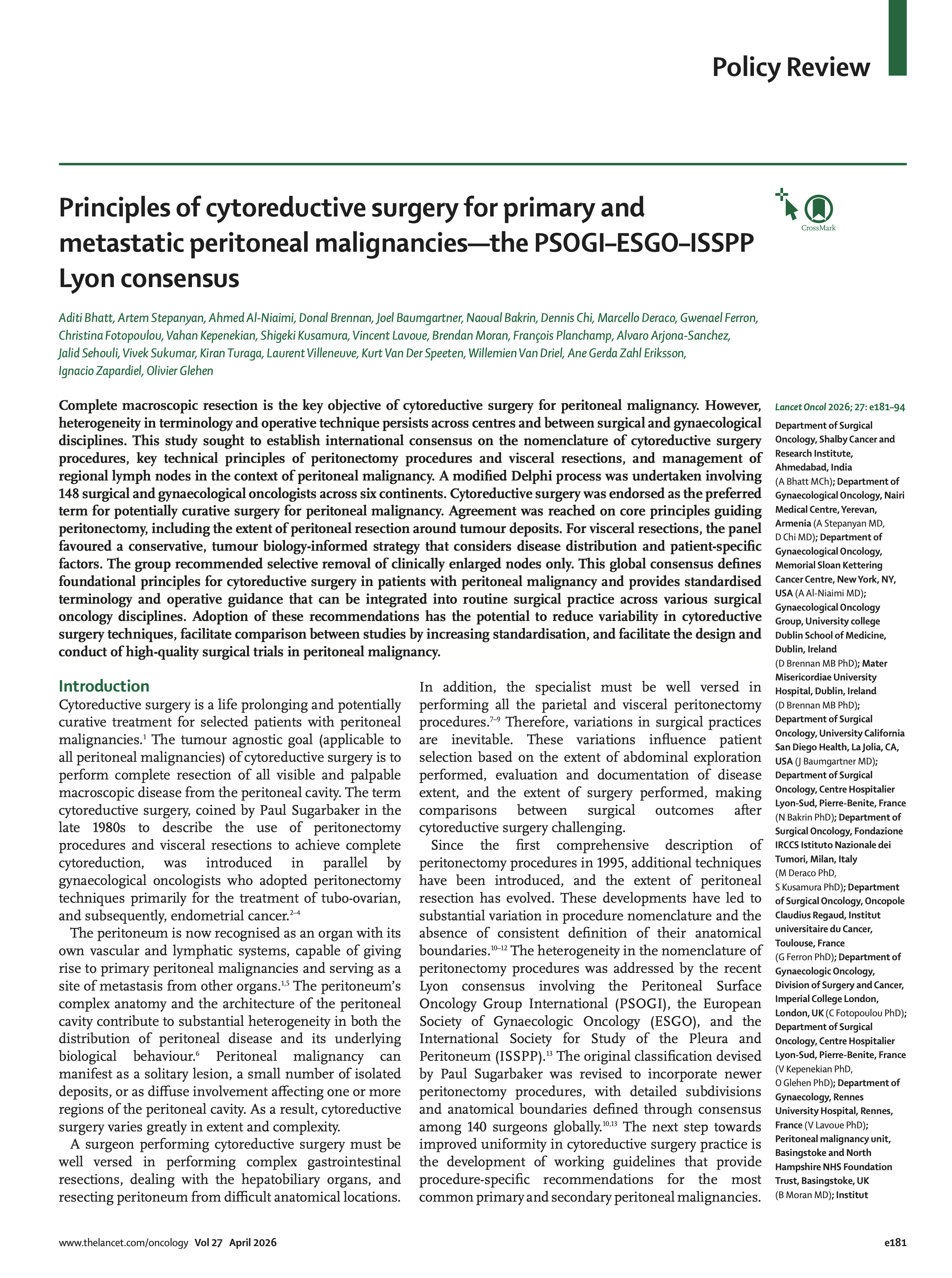 CRS consensus part 2 Lancet Oncology