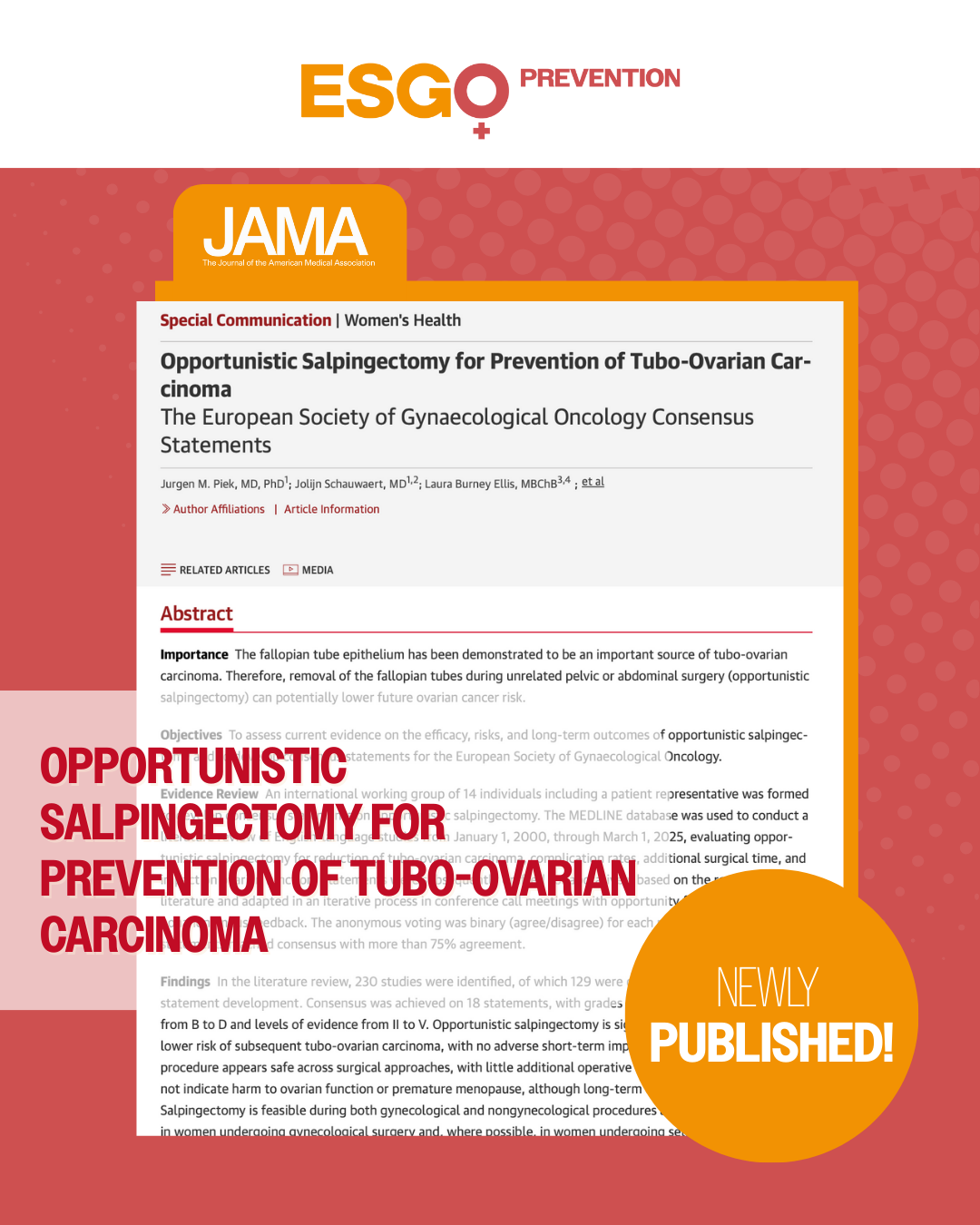 Opportunistic salpingectomy for prevention of tubo-ovarian carcinoma