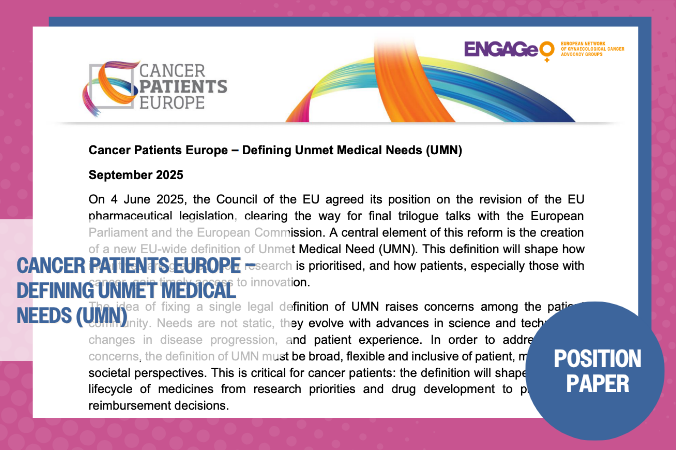 ESGO and ENGAGe endorse definition of ‘unmet medical need’